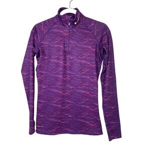 Nike Pro Combat Womens 1/4 Zip Pullover Fitted Therma-Fit Purple Pink Size Small